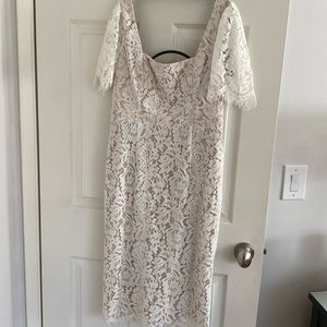 Poppy lace midi dress ivory